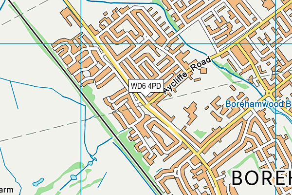 WD6 4PD map - OS VectorMap District (Ordnance Survey)