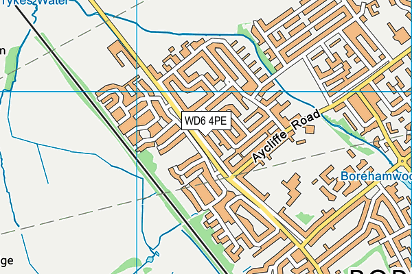 WD6 4PE map - OS VectorMap District (Ordnance Survey)