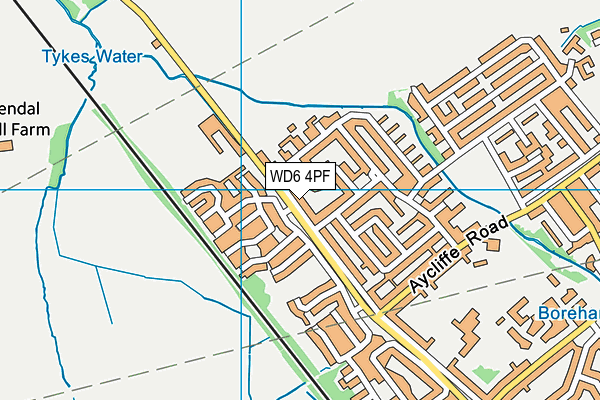 WD6 4PF map - OS VectorMap District (Ordnance Survey)