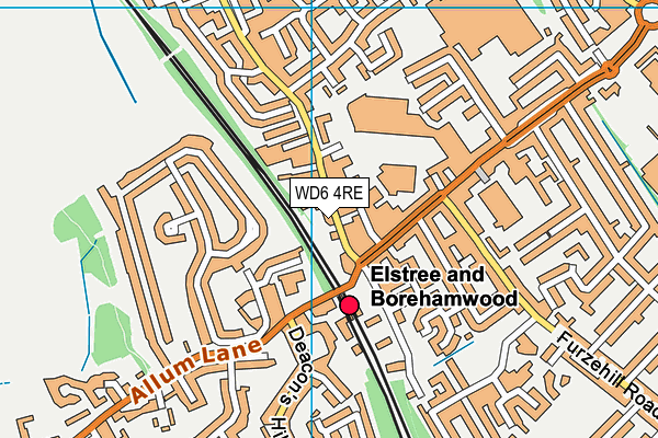 WD6 4RE map - OS VectorMap District (Ordnance Survey)