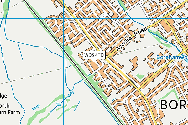 WD6 4TD map - OS VectorMap District (Ordnance Survey)