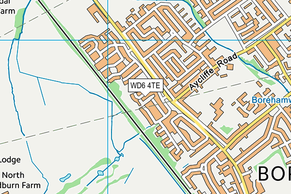 WD6 4TE map - OS VectorMap District (Ordnance Survey)