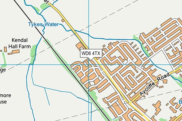 WD6 4TX map - OS VectorMap District (Ordnance Survey)