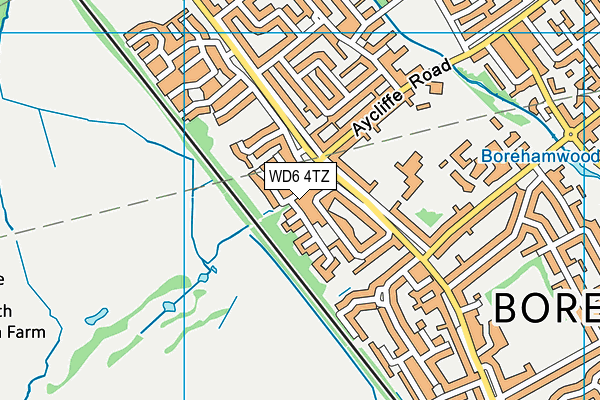 WD6 4TZ map - OS VectorMap District (Ordnance Survey)