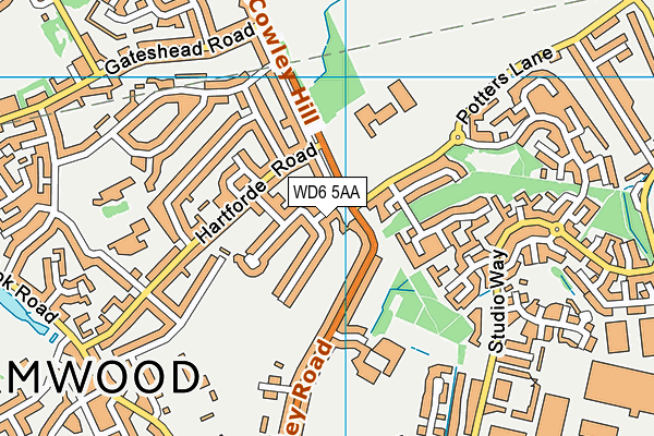 WD6 5AA map - OS VectorMap District (Ordnance Survey)