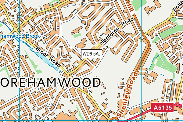 WD6 5AJ map - OS VectorMap District (Ordnance Survey)