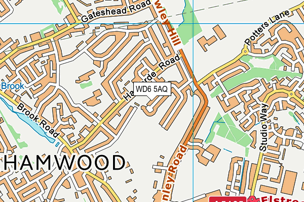 WD6 5AQ map - OS VectorMap District (Ordnance Survey)