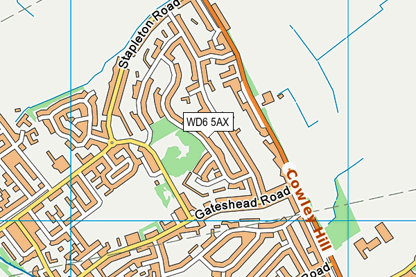 WD6 5AX map - OS VectorMap District (Ordnance Survey)