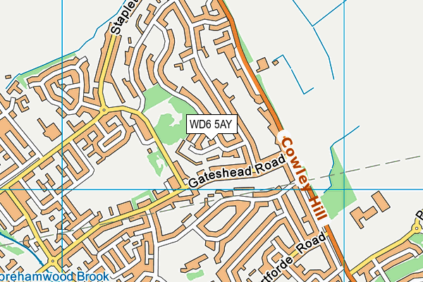 WD6 5AY map - OS VectorMap District (Ordnance Survey)