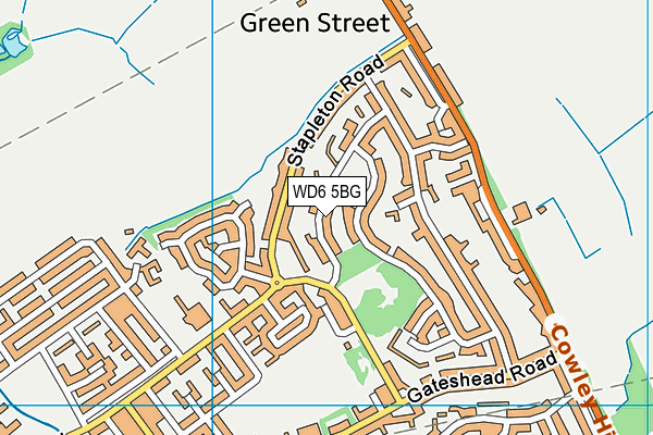 WD6 5BG map - OS VectorMap District (Ordnance Survey)