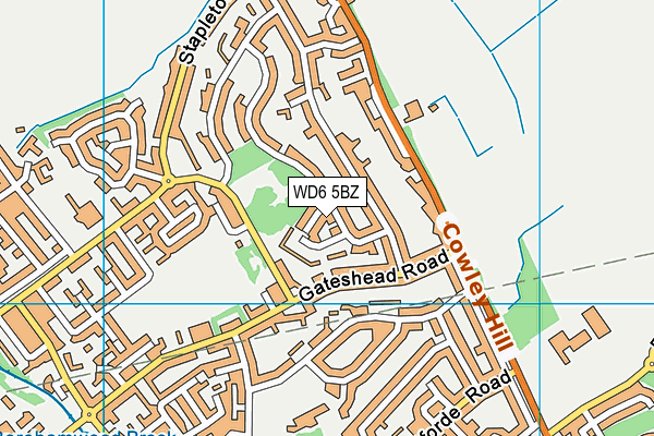 WD6 5BZ map - OS VectorMap District (Ordnance Survey)