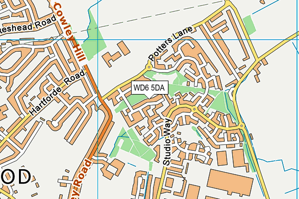 WD6 5DA map - OS VectorMap District (Ordnance Survey)