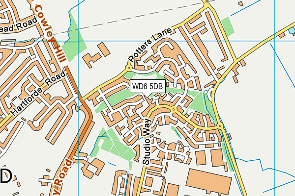 WD6 5DB map - OS VectorMap District (Ordnance Survey)