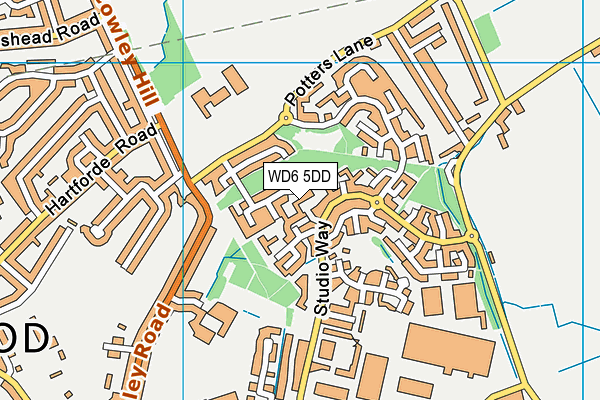 WD6 5DD map - OS VectorMap District (Ordnance Survey)