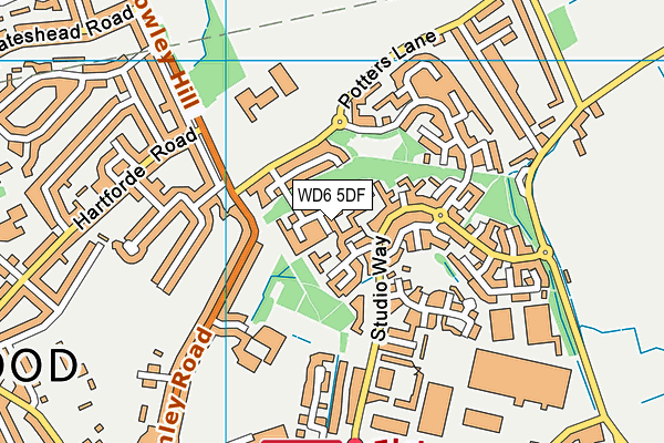 WD6 5DF map - OS VectorMap District (Ordnance Survey)