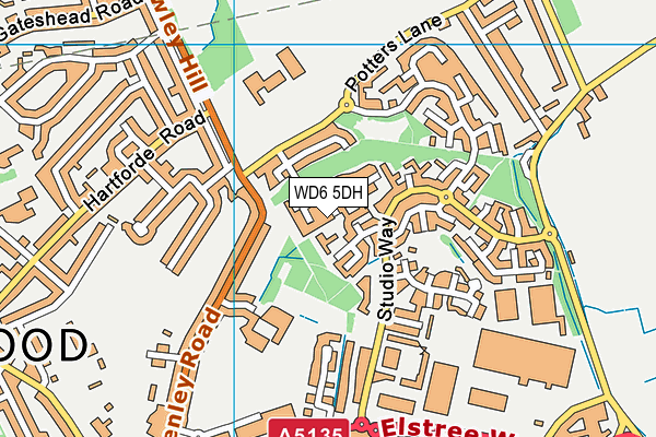WD6 5DH map - OS VectorMap District (Ordnance Survey)
