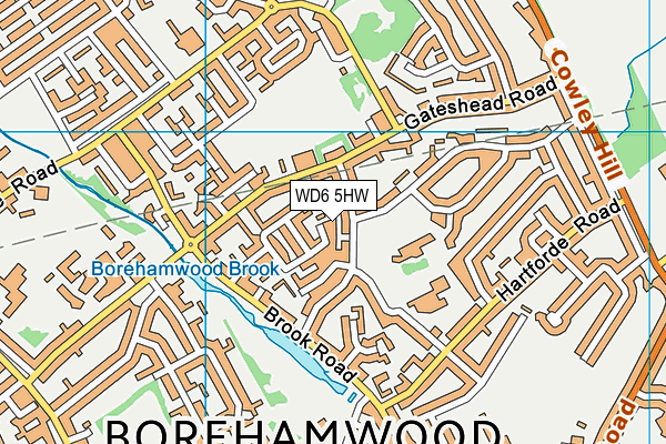 WD6 5HW map - OS VectorMap District (Ordnance Survey)