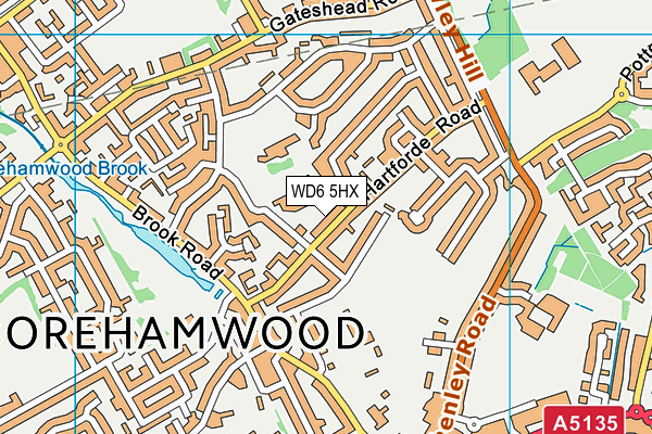 WD6 5HX map - OS VectorMap District (Ordnance Survey)