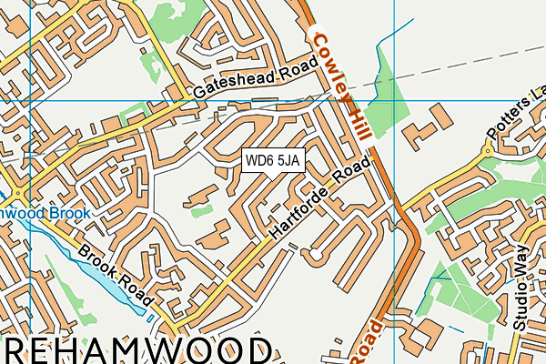 WD6 5JA map - OS VectorMap District (Ordnance Survey)