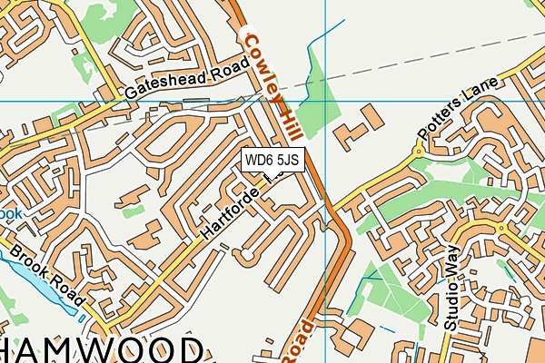 WD6 5JS map - OS VectorMap District (Ordnance Survey)