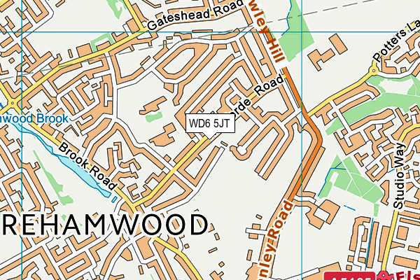 WD6 5JT map - OS VectorMap District (Ordnance Survey)