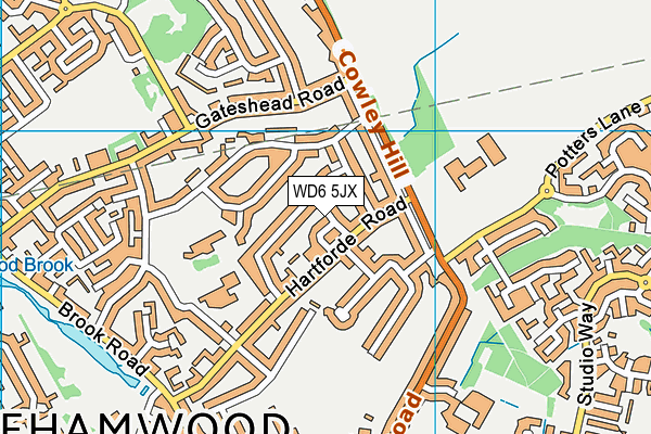 WD6 5JX map - OS VectorMap District (Ordnance Survey)