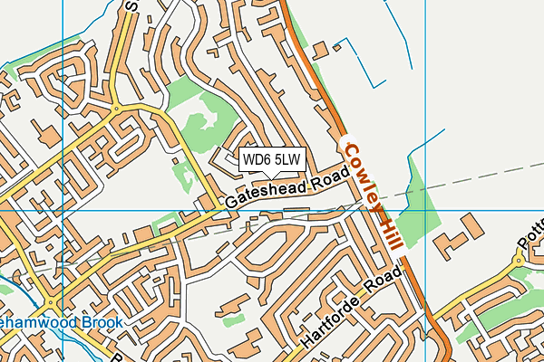 WD6 5LW map - OS VectorMap District (Ordnance Survey)