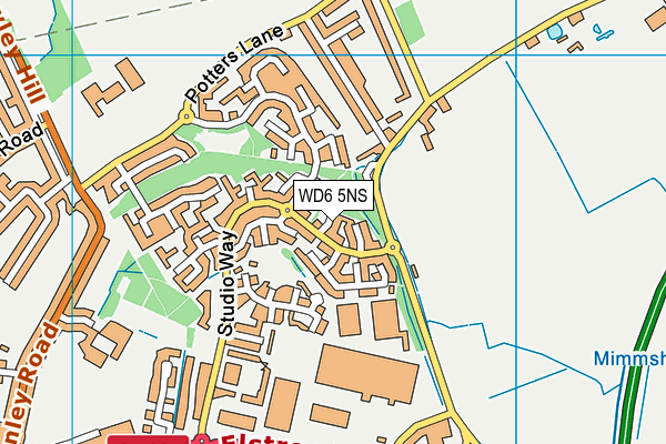 WD6 5NS map - OS VectorMap District (Ordnance Survey)