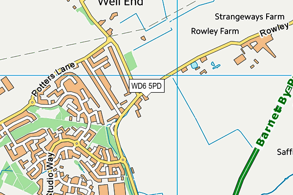 WD6 5PD map - OS VectorMap District (Ordnance Survey)
