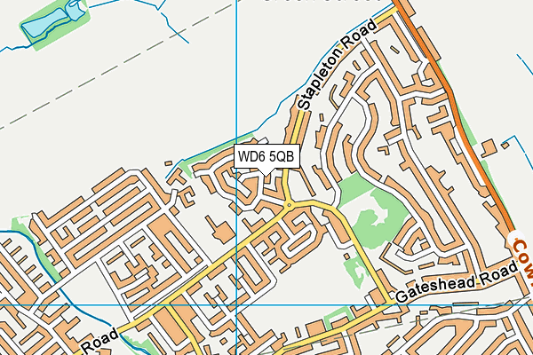 WD6 5QB map - OS VectorMap District (Ordnance Survey)