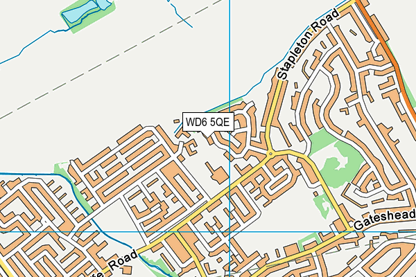 WD6 5QE map - OS VectorMap District (Ordnance Survey)