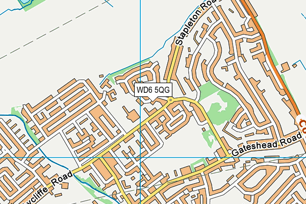 WD6 5QG map - OS VectorMap District (Ordnance Survey)