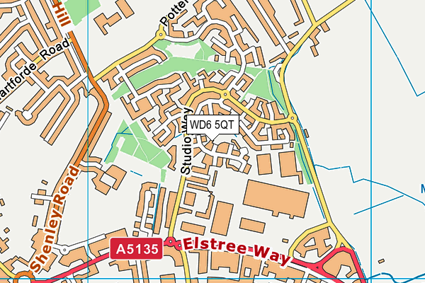 WD6 5QT map - OS VectorMap District (Ordnance Survey)