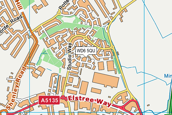 WD6 5QU map - OS VectorMap District (Ordnance Survey)