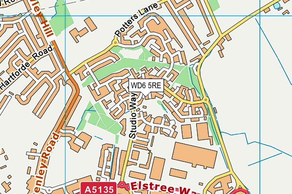 WD6 5RE map - OS VectorMap District (Ordnance Survey)