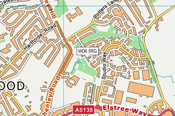 WD6 5RG map - OS VectorMap District (Ordnance Survey)