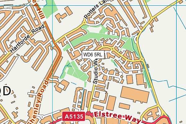 WD6 5RL map - OS VectorMap District (Ordnance Survey)