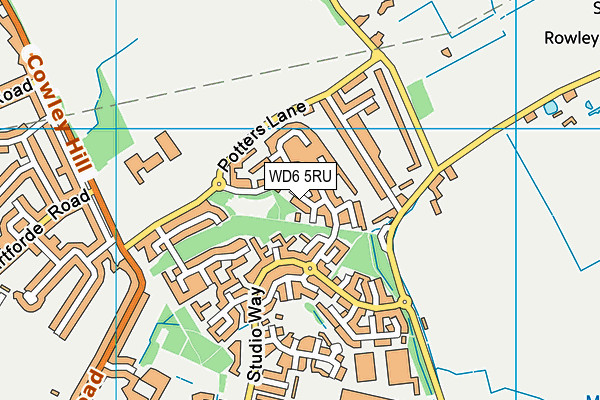 WD6 5RU map - OS VectorMap District (Ordnance Survey)