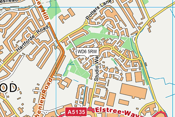 WD6 5RW map - OS VectorMap District (Ordnance Survey)