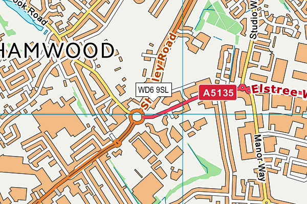 WD6 9SL map - OS VectorMap District (Ordnance Survey)