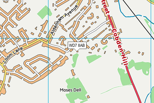 WD7 8AB map - OS VectorMap District (Ordnance Survey)