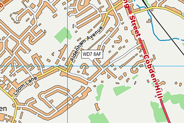 WD7 8AF map - OS VectorMap District (Ordnance Survey)
