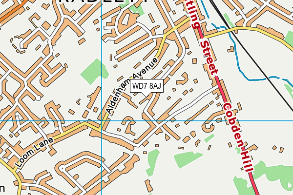 WD7 8AJ map - OS VectorMap District (Ordnance Survey)