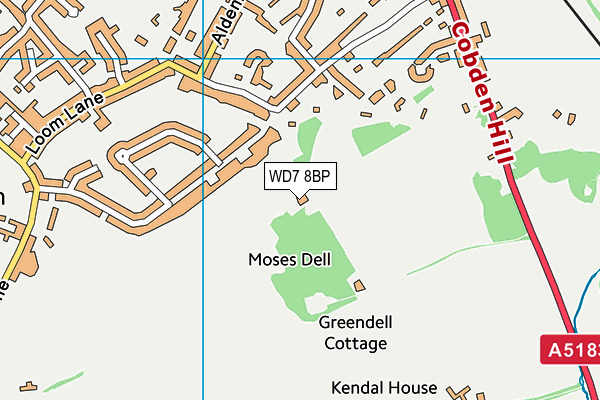 WD7 8BP map - OS VectorMap District (Ordnance Survey)