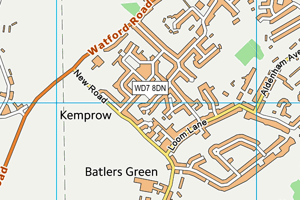WD7 8DN map - OS VectorMap District (Ordnance Survey)