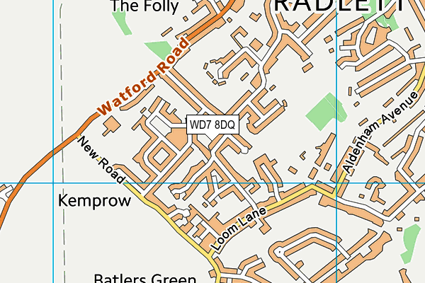 WD7 8DQ map - OS VectorMap District (Ordnance Survey)
