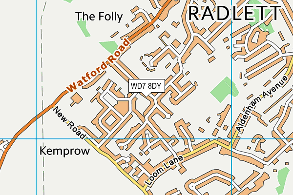 WD7 8DY map - OS VectorMap District (Ordnance Survey)