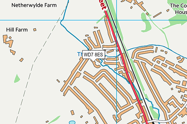 WD7 8ES map - OS VectorMap District (Ordnance Survey)