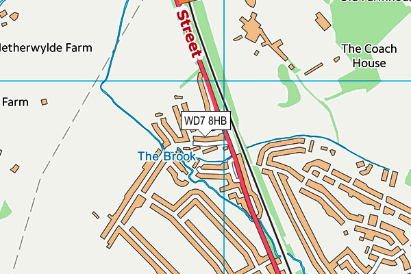 WD7 8HB map - OS VectorMap District (Ordnance Survey)