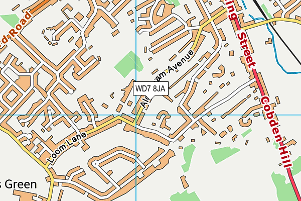 WD7 8JA map - OS VectorMap District (Ordnance Survey)